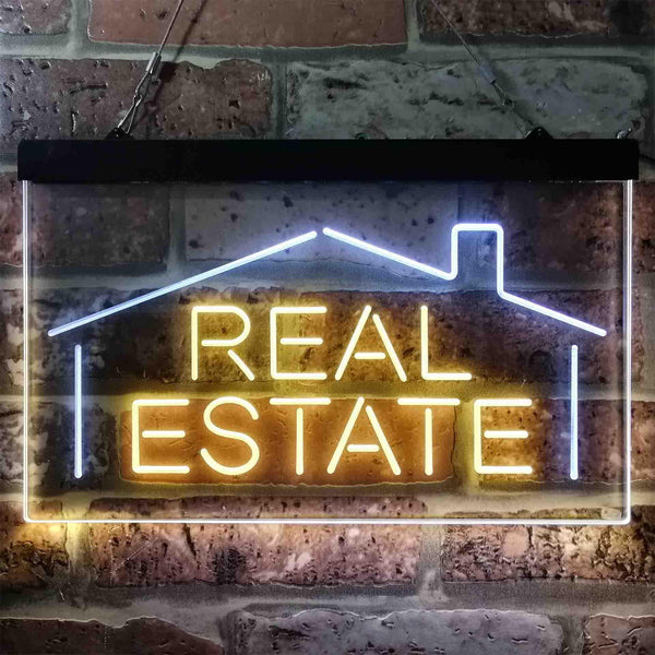 ADVPRO Real Estate Agent Dual Color LED Neon Sign st6-i3839 - White & Yellow