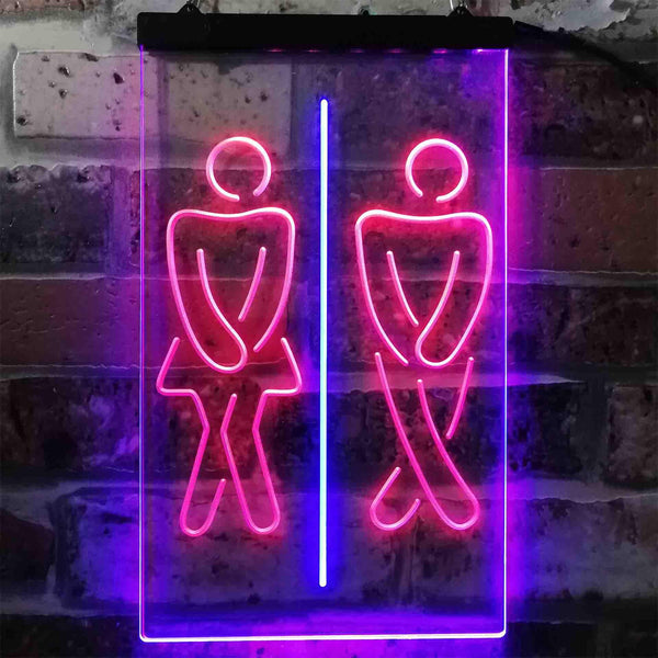 ADVPRO Funny Toilet Washroom Men Women WC Dual Color LED Neon Sign st6-i3841 - Blue & Red