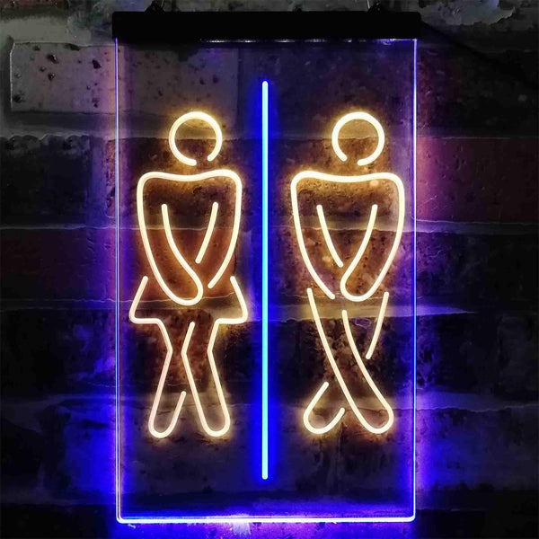 ADVPRO Funny Toilet Washroom Men Women WC Dual Color LED Neon Sign st6-i3841 - Blue & Yellow