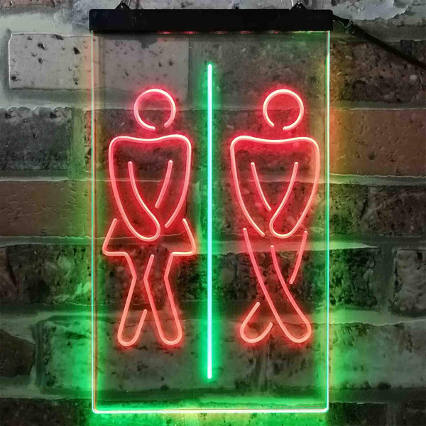 ADVPRO Funny Toilet Washroom Men Women WC Dual Color LED Neon Sign st6-i3841 - Green & Red