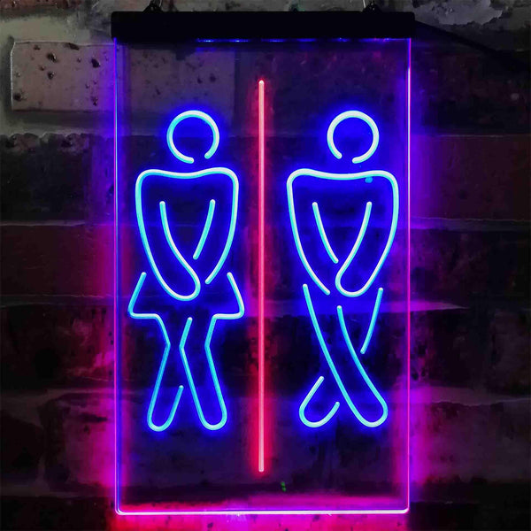 ADVPRO Funny Toilet Washroom Men Women WC Dual Color LED Neon Sign st6-i3841 - Red & Blue