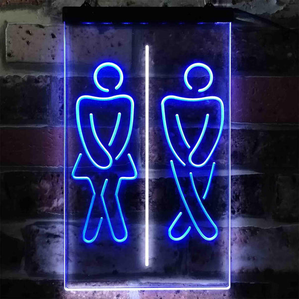 ADVPRO Funny Toilet Washroom Men Women WC Dual Color LED Neon Sign st6-i3841 - White & Blue