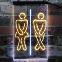ADVPRO Funny Toilet Washroom Men Women WC Dual Color LED Neon Sign st6-i3841 - White & Orange