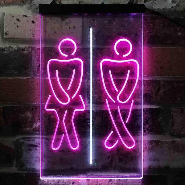 ADVPRO Funny Toilet Washroom Men Women WC Dual Color LED Neon Sign st6-i3841 - White & Yellow