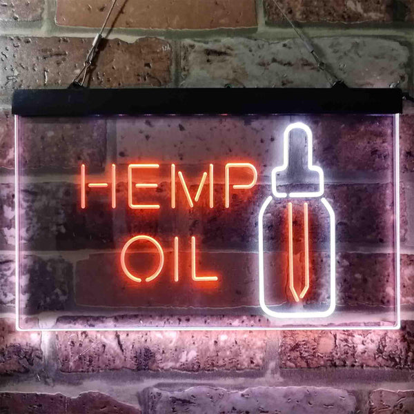 ADVPRO Hemp Oil Supply Dual Color LED Neon Sign st6-i3849 - White & Orange