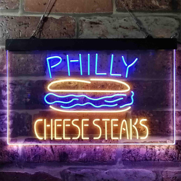 ADVPRO Philly Cheese Steaks Cafe Dual Color LED Neon Sign st6-i3850 - Blue & Yellow