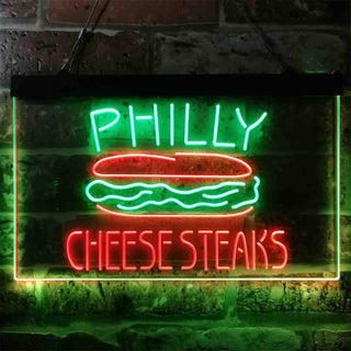 ADVPRO Philly Cheese Steaks Cafe Dual Color LED Neon Sign st6-i3850 - Green & Red