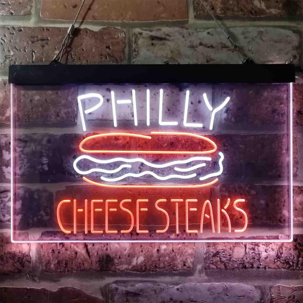 ADVPRO Philly Cheese Steaks Cafe Dual Color LED Neon Sign st6-i3850 - White & Orange