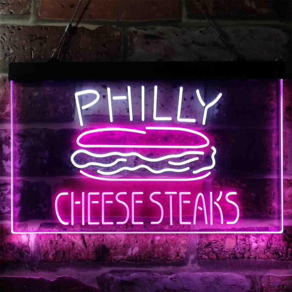 ADVPRO Philly Cheese Steaks Cafe Dual Color LED Neon Sign st6-i3850 - White & Purple