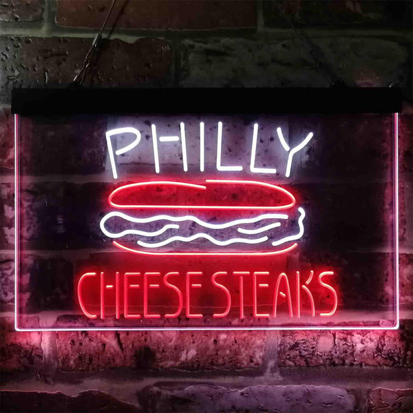 ADVPRO Philly Cheese Steaks Cafe Dual Color LED Neon Sign st6-i3850 - White & Red