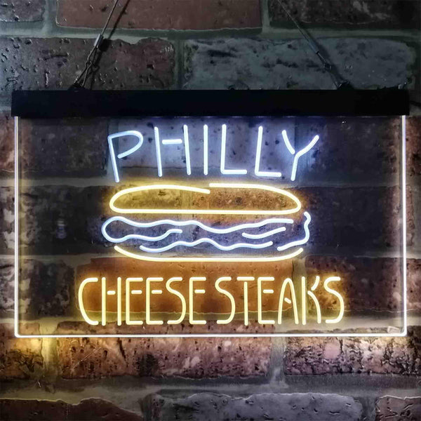 ADVPRO Philly Cheese Steaks Cafe Dual Color LED Neon Sign st6-i3850 - White & Yellow