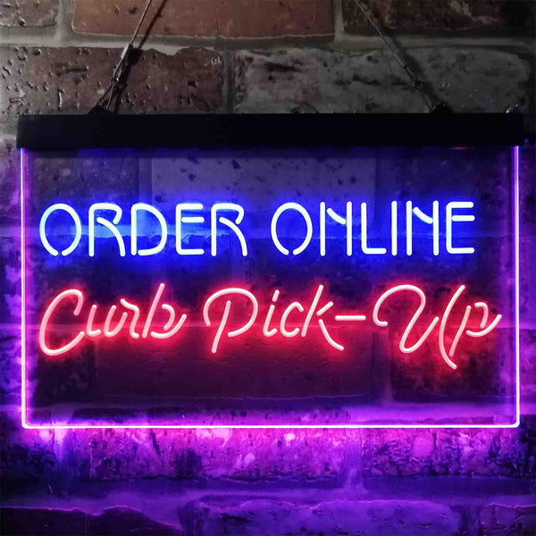 ADVPRO Order Online Curb Pick Up Dual Color LED Neon Sign st6-i3851 - Blue & Red