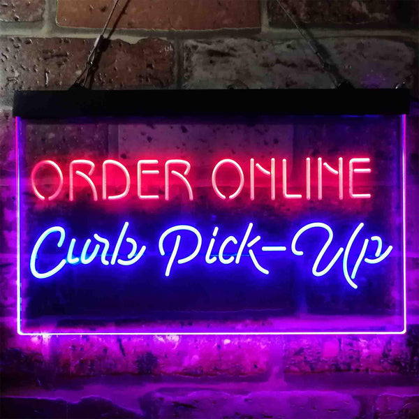 ADVPRO Order Online Curb Pick Up Dual Color LED Neon Sign st6-i3851 - Red & Blue