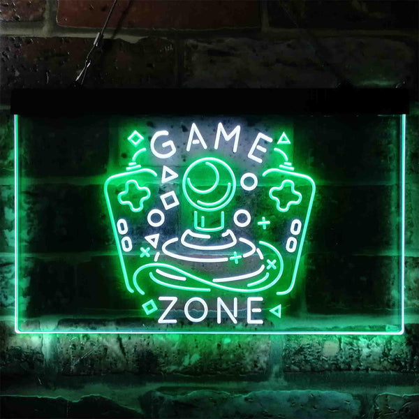 ADVPRO Game Zone Joystick Room Dual Color LED Neon Sign st6-i3852 - White & Green