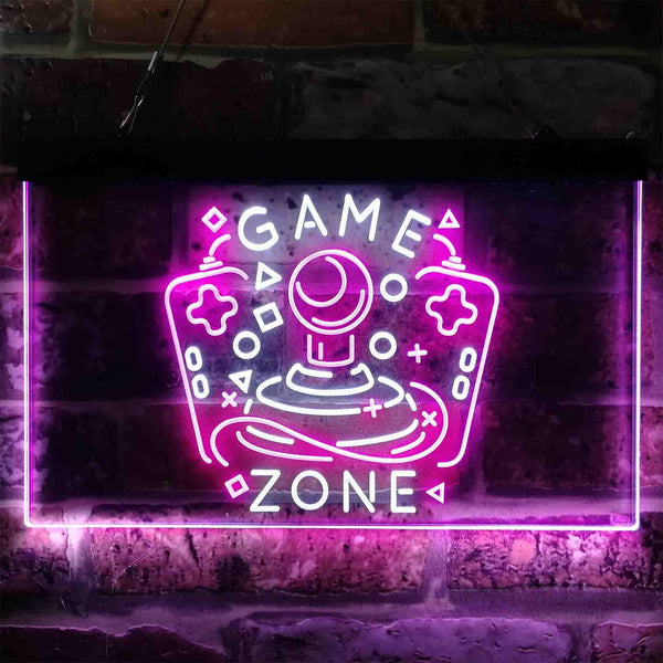 ADVPRO Game Zone Joystick Room Dual Color LED Neon Sign st6-i3852 - White & Purple