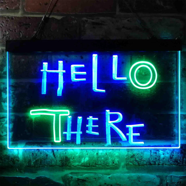 ADVPRO Hell Here Hello There Game Room Man Cave Dual Color LED Neon Sign st6-i3853 - Green & Blue
