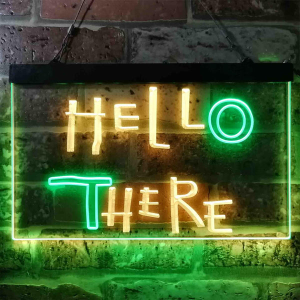 ADVPRO Hell Here Hello There Game Room Man Cave Dual Color LED Neon Sign st6-i3853 - Green & Yellow