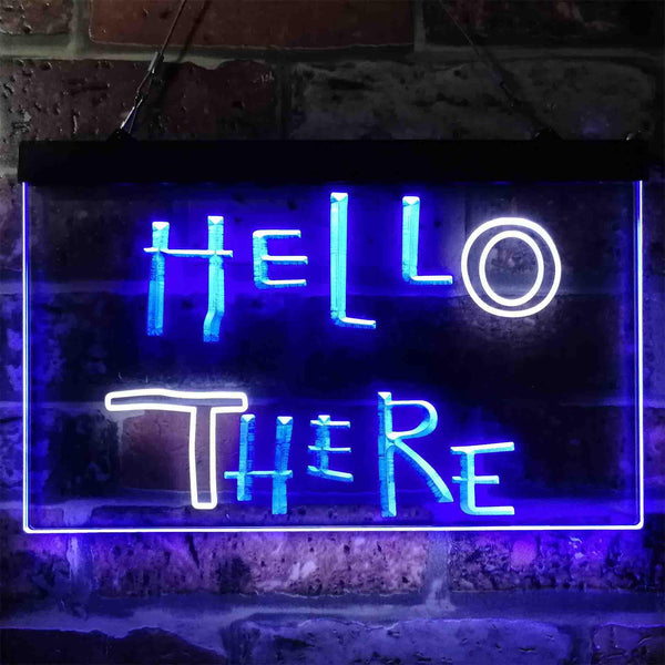 ADVPRO Hell Here Hello There Game Room Man Cave Dual Color LED Neon Sign st6-i3853 - White & Blue