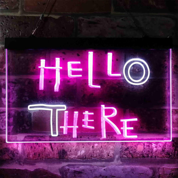 ADVPRO Hell Here Hello There Game Room Man Cave Dual Color LED Neon Sign st6-i3853 - White & Purple