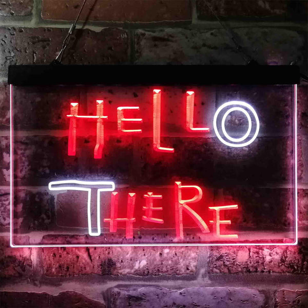 ADVPRO Hell Here Hello There Game Room Man Cave Dual Color LED Neon Sign st6-i3853 - White & Red