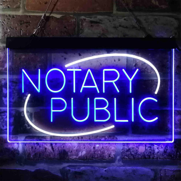 ADVPRO Notary Public Dual Color LED Neon Sign st6-i3860 - White & Blue