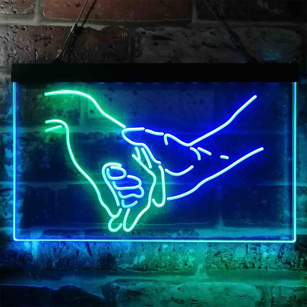 ADVPRO Please Don't Ever Let Me Go Love Hand on Hand Dual Color LED Neon Sign st6-i3865 - Green & Blue