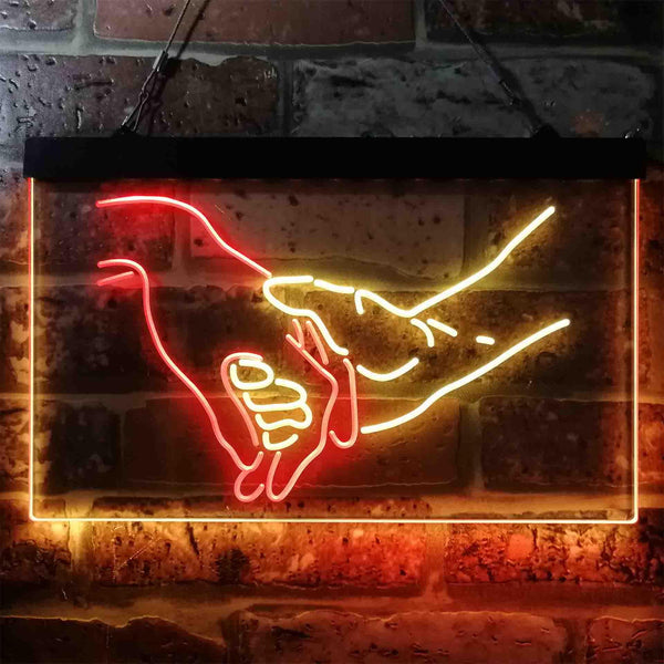 ADVPRO Please Don't Ever Let Me Go Love Hand on Hand Dual Color LED Neon Sign st6-i3865 - Red & Yellow