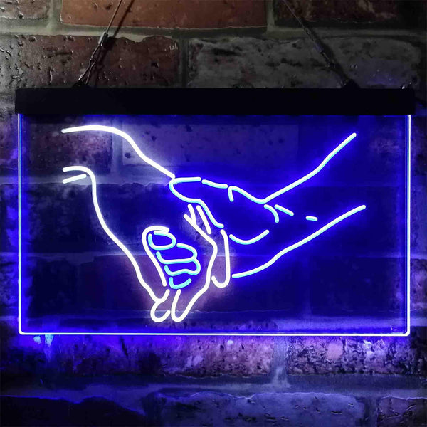 ADVPRO Please Don't Ever Let Me Go Love Hand on Hand Dual Color LED Neon Sign st6-i3865 - White & Blue