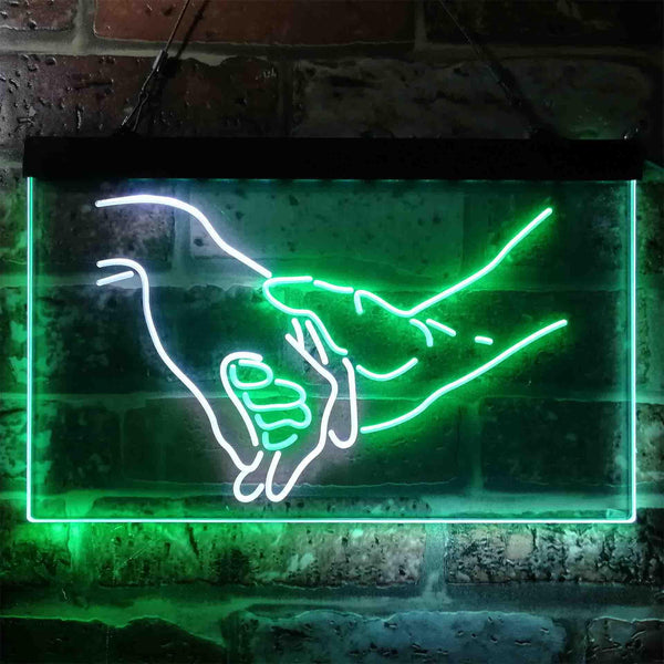 ADVPRO Please Don't Ever Let Me Go Love Hand on Hand Dual Color LED Neon Sign st6-i3865 - White & Green