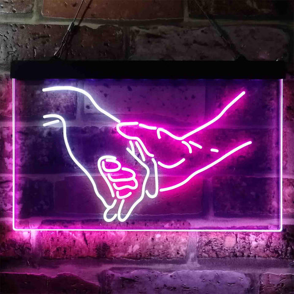 ADVPRO Please Don't Ever Let Me Go Love Hand on Hand Dual Color LED Neon Sign st6-i3865 - White & Purple