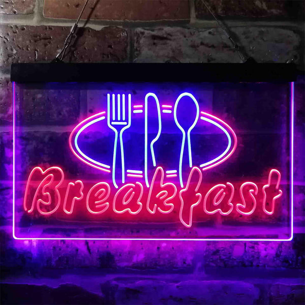 ADVPRO Breakfast Fork Knife Spoon Cafe Dual Color LED Neon Sign st6-i3866 - Blue & Red