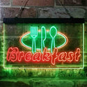 ADVPRO Breakfast Fork Knife Spoon Cafe Dual Color LED Neon Sign st6-i3866 - Green & Red