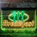 ADVPRO Breakfast Fork Knife Spoon Cafe Dual Color LED Neon Sign st6-i3866 - Green & Yellow