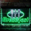 ADVPRO Breakfast Fork Knife Spoon Cafe Dual Color LED Neon Sign st6-i3866 - White & Green