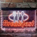ADVPRO Breakfast Fork Knife Spoon Cafe Dual Color LED Neon Sign st6-i3866 - White & Orange
