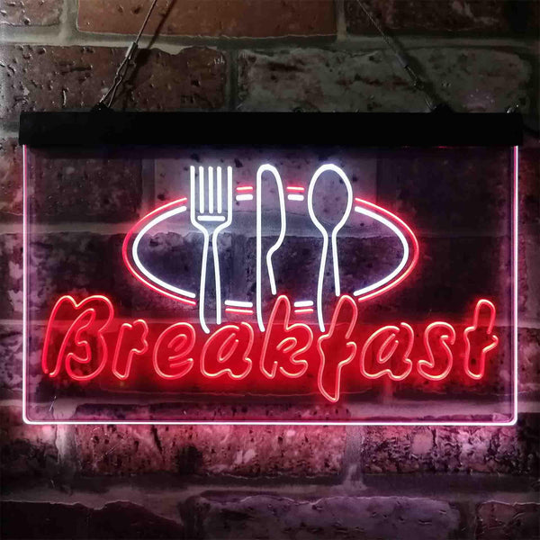 ADVPRO Breakfast Fork Knife Spoon Cafe Dual Color LED Neon Sign st6-i3866 - White & Red