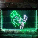 ADVPRO Smoking Woman Bad Bitch Cave Shed Room Dual Color LED Neon Sign st6-i3869 - White & Green