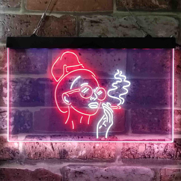 ADVPRO Smoking Woman Bad Bitch Cave Shed Room Dual Color LED Neon Sign st6-i3869 - White & Red