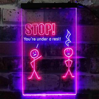 ADVPRO Stop You are Under A Rest Funny Room Display Dual Color LED Neon Sign st6-i3870 - Blue & Red