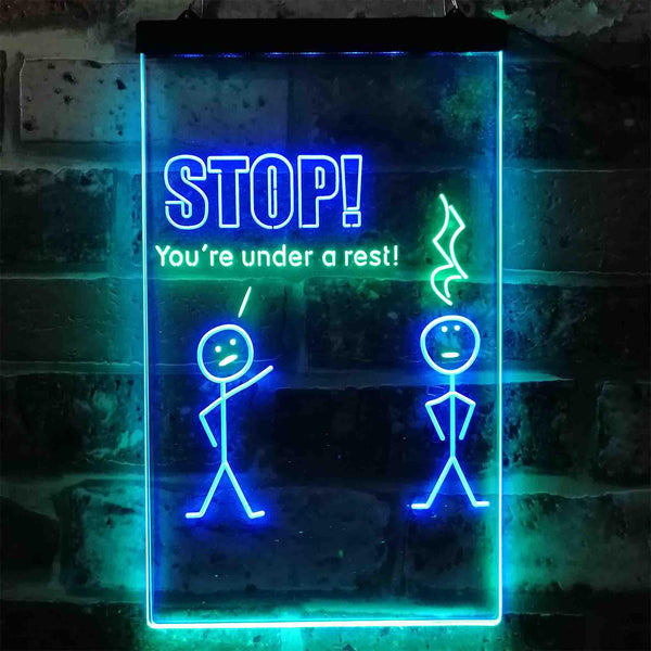ADVPRO Stop You are Under A Rest Funny Room Display Dual Color LED Neon Sign st6-i3870 - Green & Blue