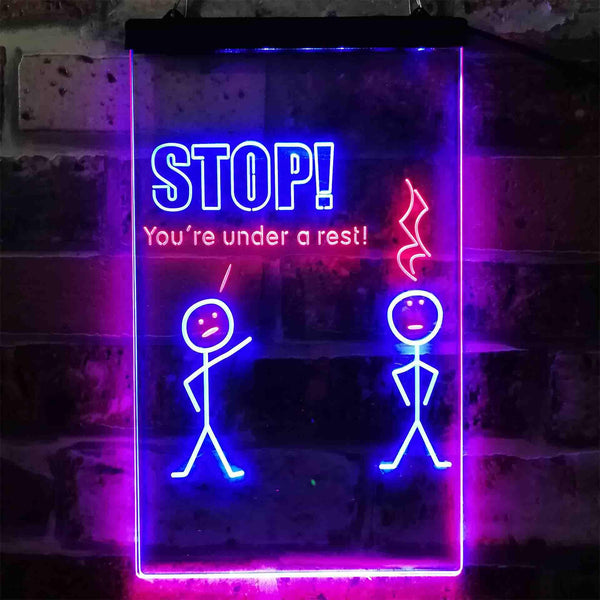 ADVPRO Stop You are Under A Rest Funny Room Display Dual Color LED Neon Sign st6-i3870 - Red & Blue