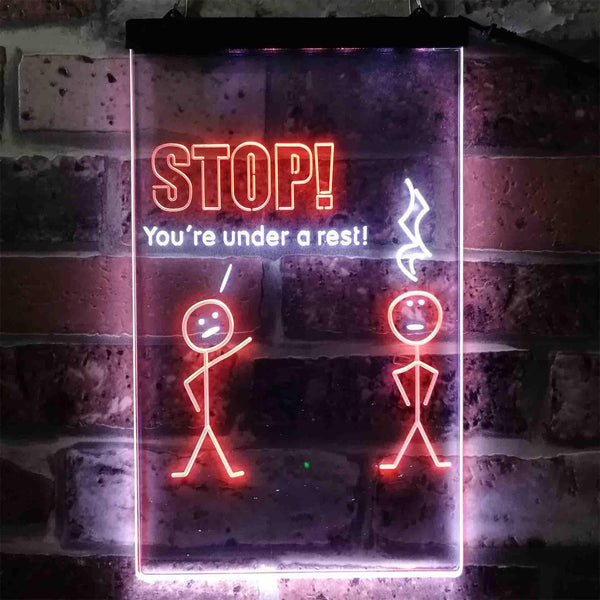 ADVPRO Stop You are Under A Rest Funny Room Display Dual Color LED Neon Sign st6-i3870 - White & Orange