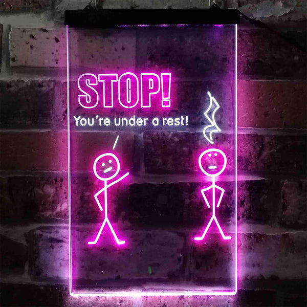 ADVPRO Stop You are Under A Rest Funny Room Display Dual Color LED Neon Sign st6-i3870 - White & Purple