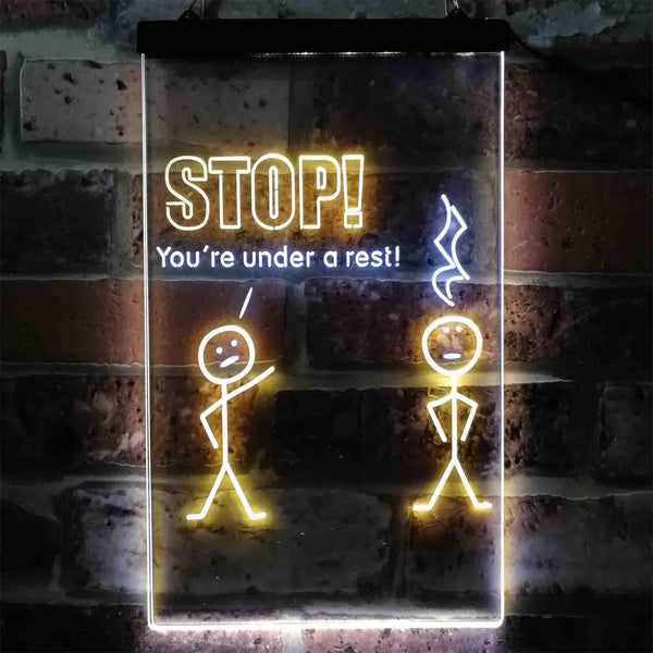 ADVPRO Stop You are Under A Rest Funny Room Display Dual Color LED Neon Sign st6-i3870 - White & Yellow