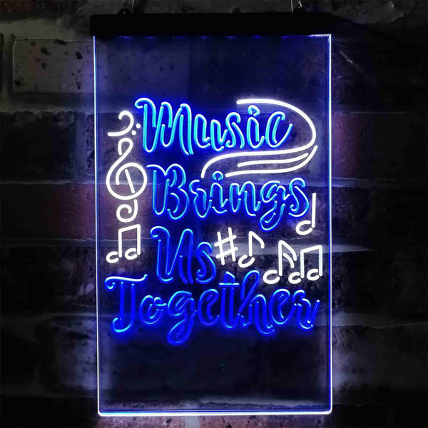 ADVPRO Music Bring Us Together  Dual Color LED Neon Sign st6-i3872 - White & Blue