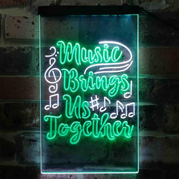 ADVPRO Music Bring Us Together  Dual Color LED Neon Sign st6-i3872 - White & Green