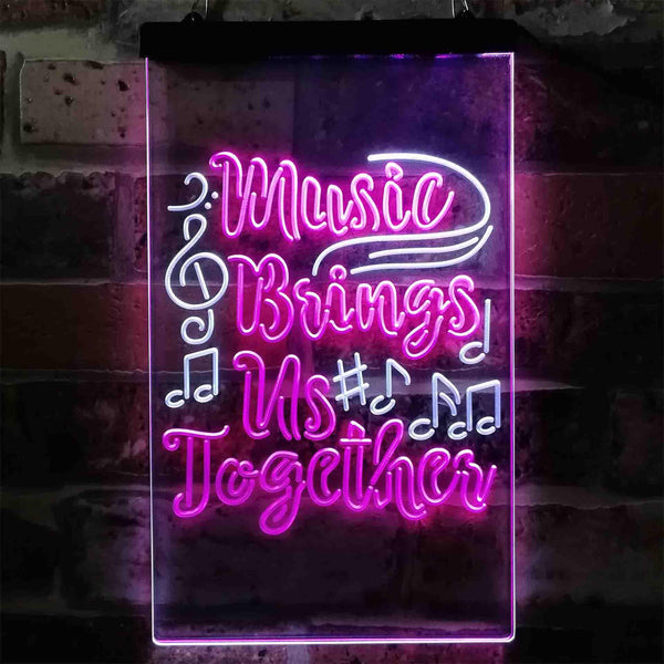 ADVPRO Music Bring Us Together  Dual Color LED Neon Sign st6-i3872 - White & Purple