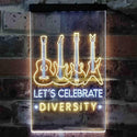 ADVPRO Lets Celebrate Diversity Guitar Room  Dual Color LED Neon Sign st6-i3874 - White & Yellow