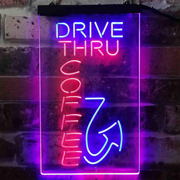 ADVPRO Drive Thru Coffee  Dual Color LED Neon Sign st6-i3878 - Blue & Red