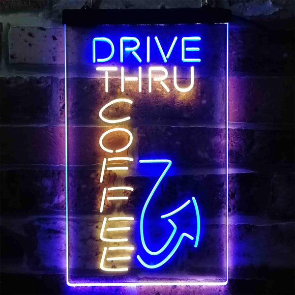ADVPRO Drive Thru Coffee  Dual Color LED Neon Sign st6-i3878 - Blue & Yellow